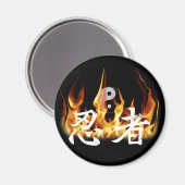 Ninja im Feuer Magnet (Vorderseite/Rückseite)