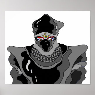 Ninja in schwarzer Kleidung. Poster
