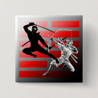 Ninja Kampf-Quadrat Knopf Button