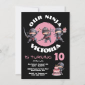 Ninja Karate Cake Warrior Girl Birthday Party Einladung (Vorderseite)