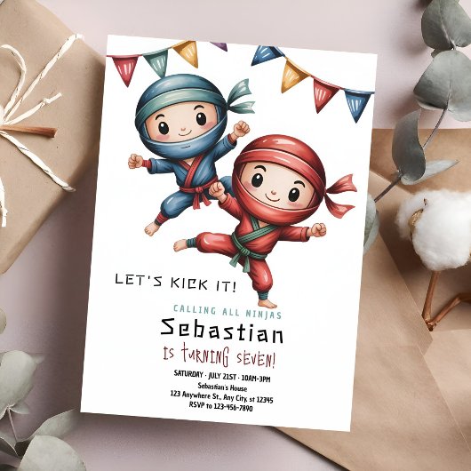 Ninja-Karate-Geburtstag  Einladung