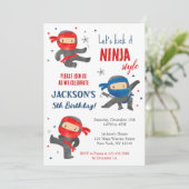 Ninja Karate Geburtstagsparty Einladungen (Stehend Vorderseite)
