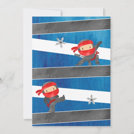 Ninja Karate Geburtstagsparty Einladungen (Rückseite)