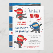 Ninja Karate Geburtstagsparty Einladungen (Vorne/Hinten)