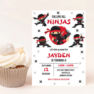 Ninja-Karate-Kinder-Junge-Geburtstagsfeier-Einladu Einladung