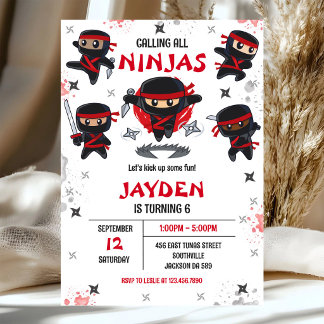 Ninja-Karate-Kinder-Junge-Geburtstagsfeier-Einladu Einladung