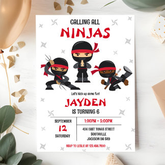Ninja-Karate-Kinder-Junge-Geburtstagsfeier-Einladu Einladung