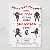 Ninja Karate Kinder Junge Geburtstagsfeier Einladung (Vorderseite)