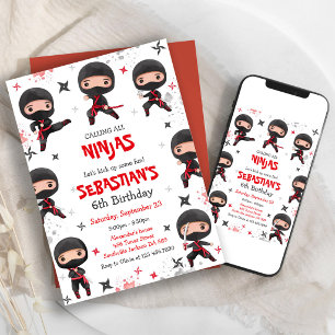 Ninja-Karate-Kinder-Märtyrer-Kunst-Geburtstags-Ein Einladung