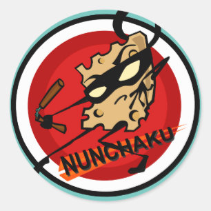 NINJA KÄSE MIT NUNCHUCKS-RUNDSCHALTER RUNDER AUFKLEBER