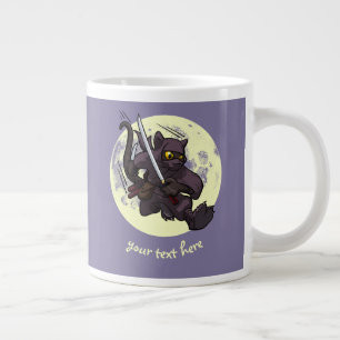 Ninja-Katana-Schwerter Fliegender Kick Cartoon Sch Jumbo-Tasse