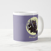 Ninja Katana Schwerter Flying Kick Cartoon Black C Jumbo-Tasse (Vorderseite Rechts)