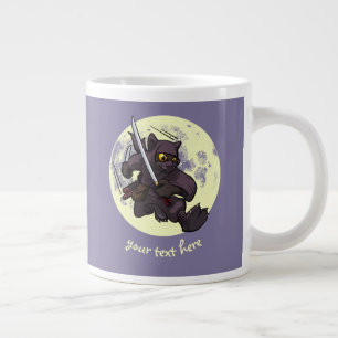 Ninja Katana Schwerter Flying Kick Cartoon Black C Jumbo-Tasse
