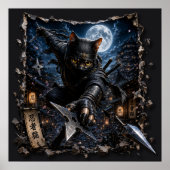 Ninja-Katze 3D Pop-Up-Wandkunstposter Poster (Vorne)