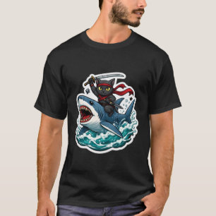 Ninja-Katze fährt Shart lustige Cartoon-Besitzerin T-Shirt