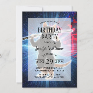 Ninja Katze im Weltraum. Einladung