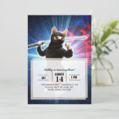 Ninja Katze im Weltraum. Einladung (Stehend Vorderseite)