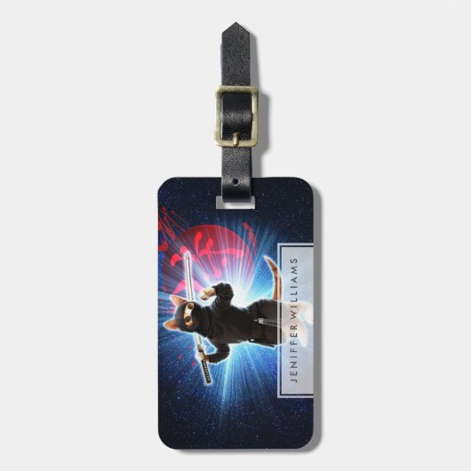 Ninja Katze im Weltraum. Gepäckanhänger (Vorderseite vertikal)