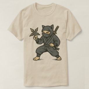 Ninja-Katze Katana und Shuriken T-Shirt