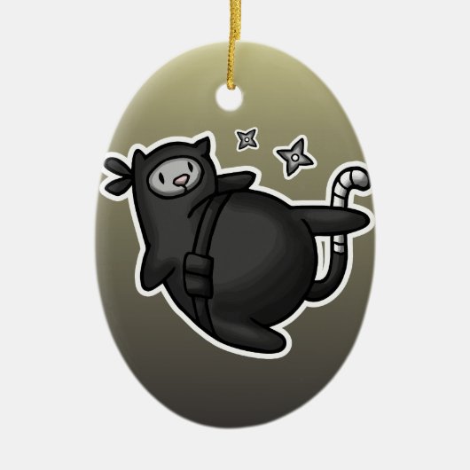 Ninja Katze Keramikornament (Vorne)
