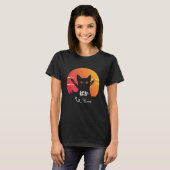 Ninja Katze mit Retro Sun Vintag T-Shirt (Vorne ganz)