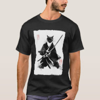 Ninja-Katze-Samurai japanische Sumi-e-Tuschemalere