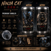 Ninja-Katze Schatten des Mondes Edelstahl-Becher