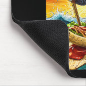 Ninja-Katze surft auf einem Taco-Surfbrett mit Hot Mousepad (Ecke)