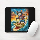 Ninja-Katze surft auf einem Taco-Surfbrett mit Hot Mousepad (Mit Mouse)