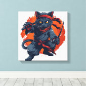 Ninja-Katze Tarnung Leinwanddruck (Insitu (Holzboden))