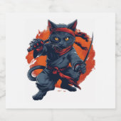 Ninja-Katze Tarnung Schaumweinetikett (Einzelnes Label)