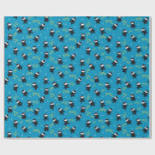 Ninja Katzen mit Star Power auf Blue Geschenkpapier (Flach)