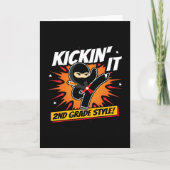 Ninja-Kick-Erster Tag in die Schule Karte (Vorderseite)