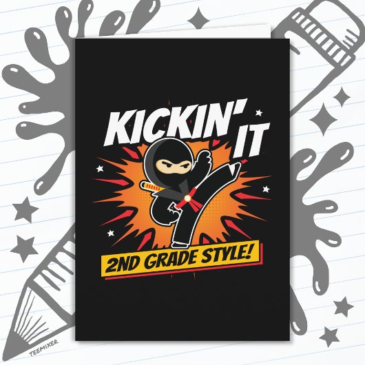 Ninja-Kick-Erster Tag in die Schule Karte