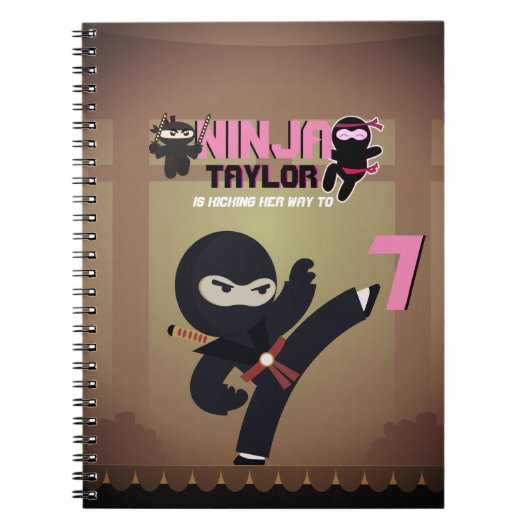 NINJA Kicking it Karate Warrior Pink Black Notizblock (Vorderseite)