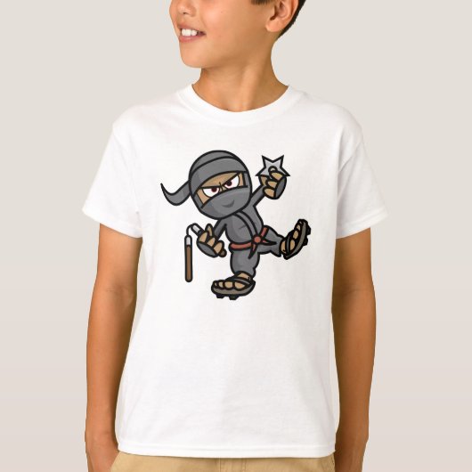 Ninja Kids Blue Ringer T - Shirt (Vorderseite)