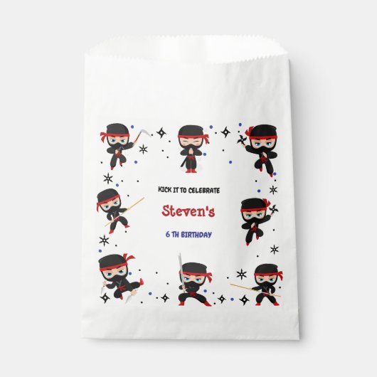Ninja-Kindergeburtstag Geschenktütchen (Vorderseite)