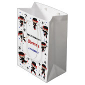 Ninja-Kindergeburtstag Mittlere Geschenktüte (Vorderseite Schrägansicht)