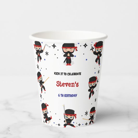 Ninja-Kindergeburtstag Pappbecher (Vorderseite)