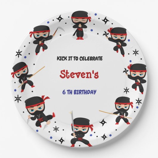 Ninja-Kindergeburtstag Pappteller (Vorderseite)