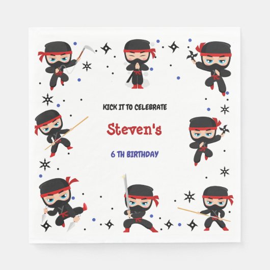Ninja-Kindergeburtstag Serviette (Vorderseite)