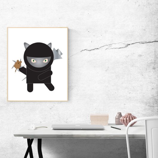 Ninja Kitty Cat Niedlich Mouse Poster