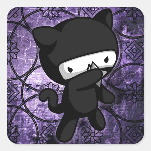 Ninja Kitty Quadratischer Aufkleber (Vorderseite)