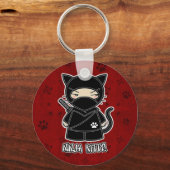 Ninja Kitty! Roter Schlüsselanhänger (Vorderseite)