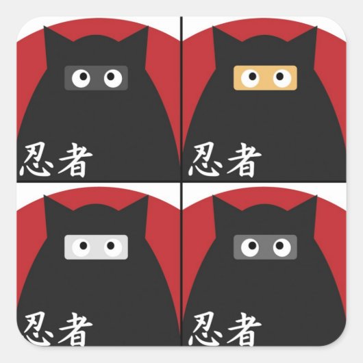 Ninja Kitty Square Stickers (Vorderseite)