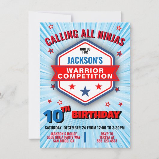 Ninja Krieger Geburtstagsfeier Einladung (Vorderseite)