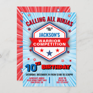 Ninja Krieger Geburtstagsfeier Einladung