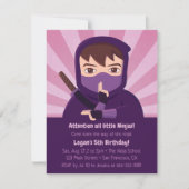 Ninja Lernen Ninjutsu Kindergeburtstag Party Einladung (Vorderseite)
