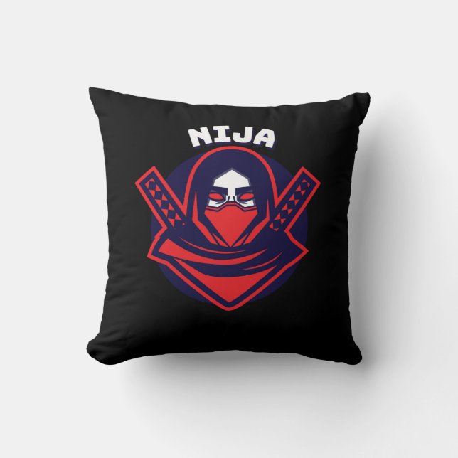 Ninja-Logo – Fettem Krieger-Emblem Kissen (Vorderseite)
