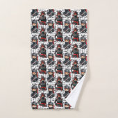 Ninja-Mädchen Anime mit Textmuster-Design Badhandtuch Set (Handtuch)